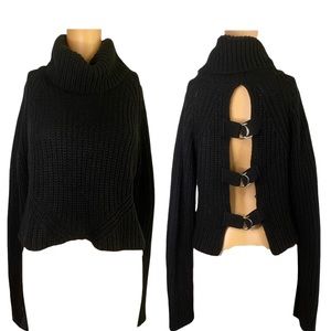 Black Open-Back Knit Sweater